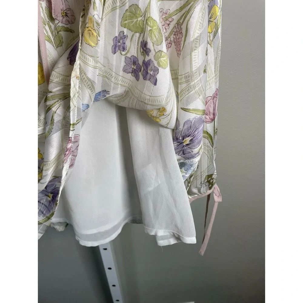 Rachel Zoe Blouse Women's Small Floral Spring Summer Garden Cottage Peasant Top - Picture 5 of 10